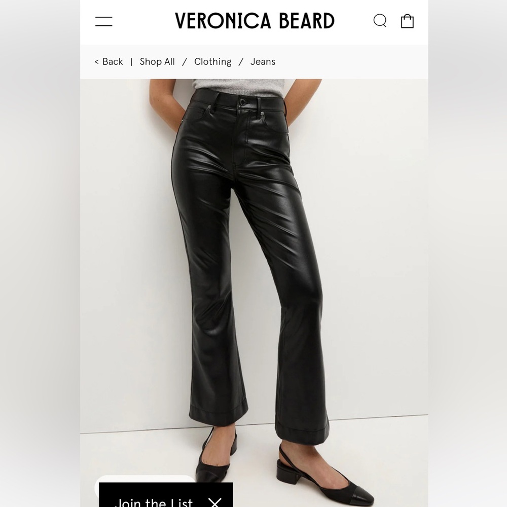 NWT Veronica Beard Black Leather Pants